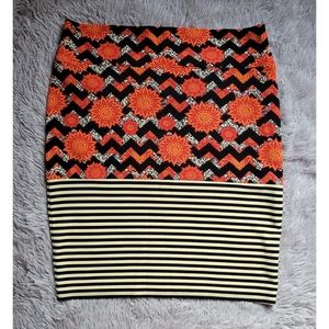 LuLaRoe Floral/Striped Cassie Pencil Skirt